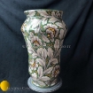 Vaso a portaombrelli in ceramica di Caltagirone dipinto a mano con decoro Dalia su fondo verde rame